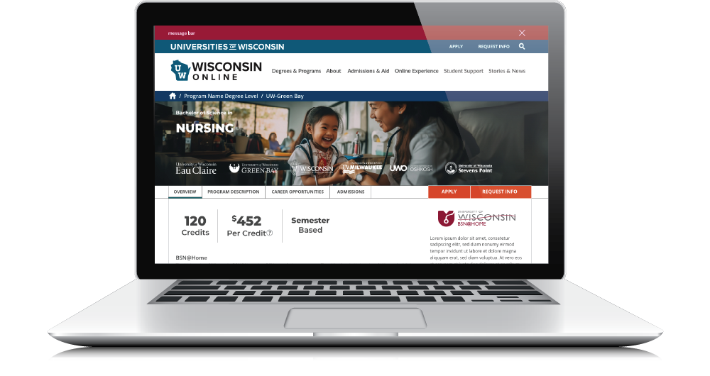 Universities of Wisconsin Online Website UX/UI Design
